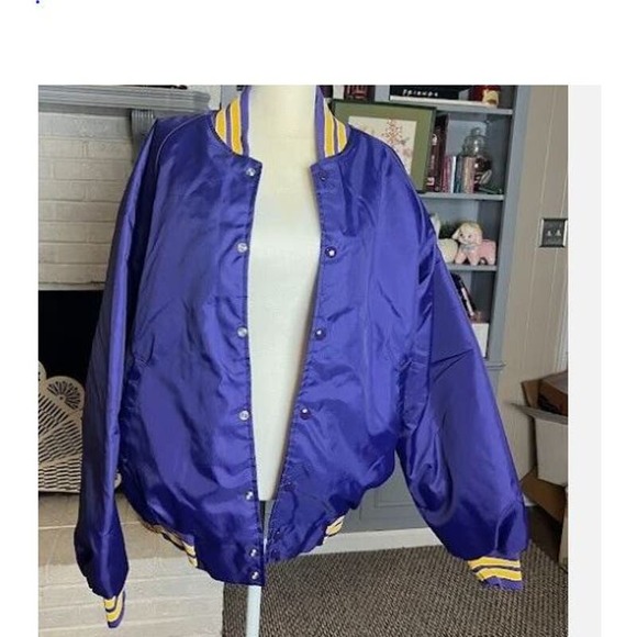 VTG Racing Jacket Be Fast or Be Last Purple Yellow Size Large Polyester Nylon - Picture 3 of 6